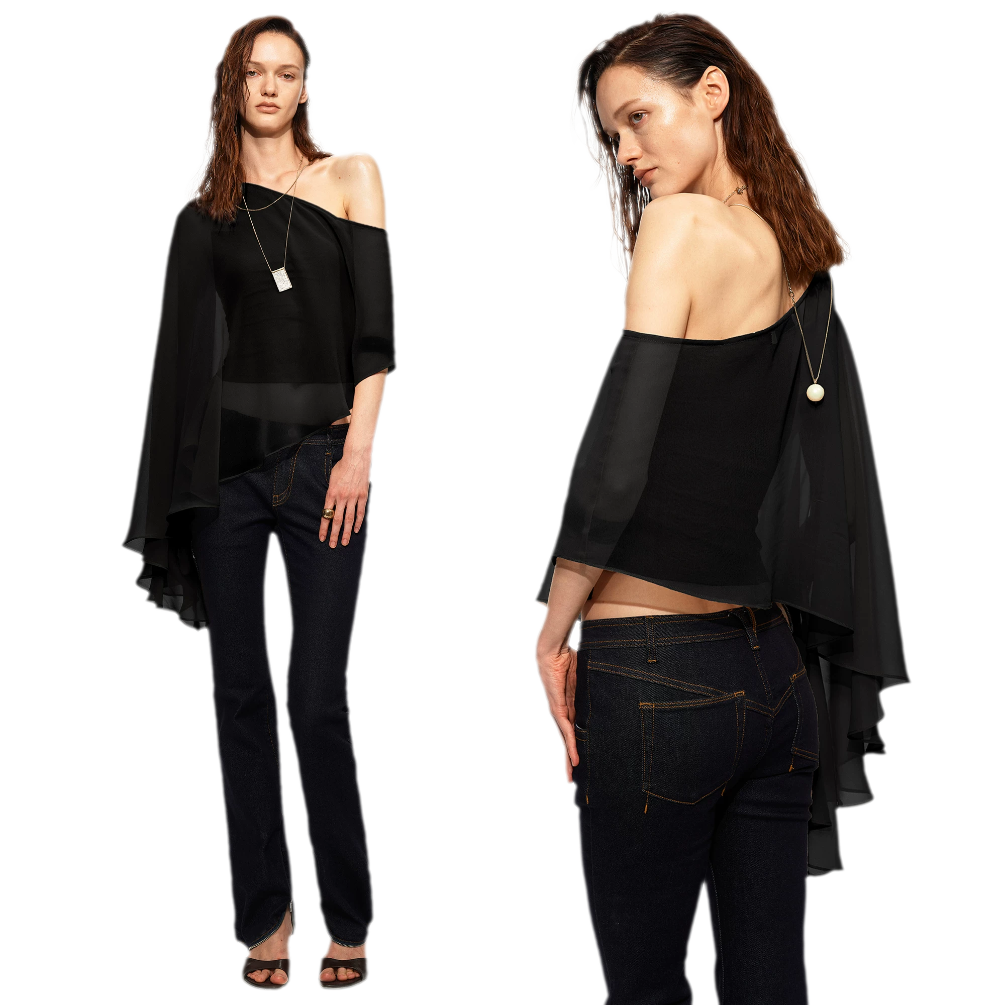 Matte Chiffon Cape Top
