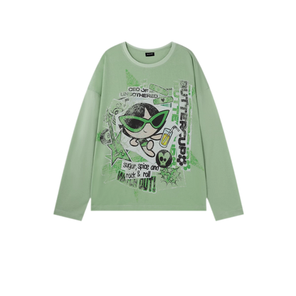 Distressed Print Long-Sleeve T-Shirt