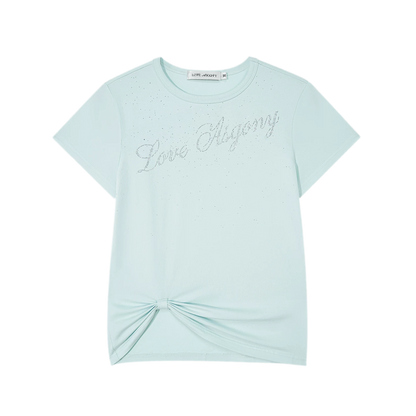 Rhinestone Twisted Hem Tee