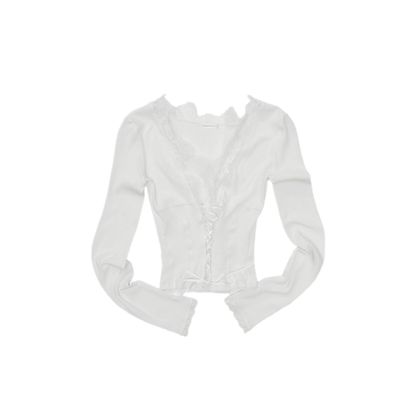 Lace Trim Knit Top