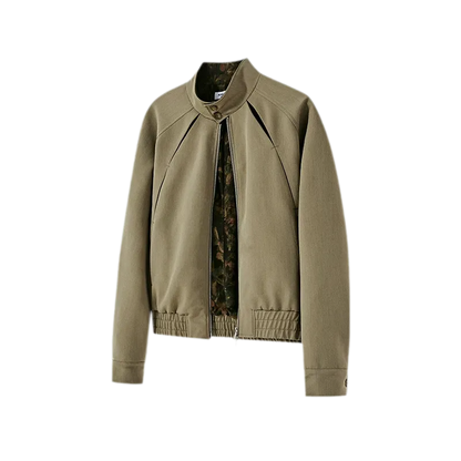 Textured Contrast Harrington Jacket