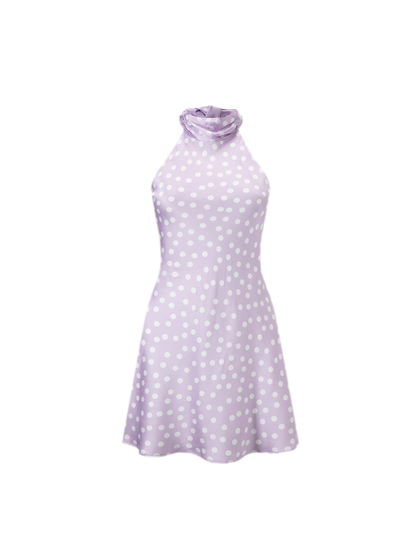 Glossy Polka Dot Halter Dress