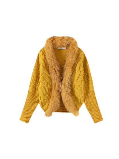 Cable Knit Batwing Wool Cardigan