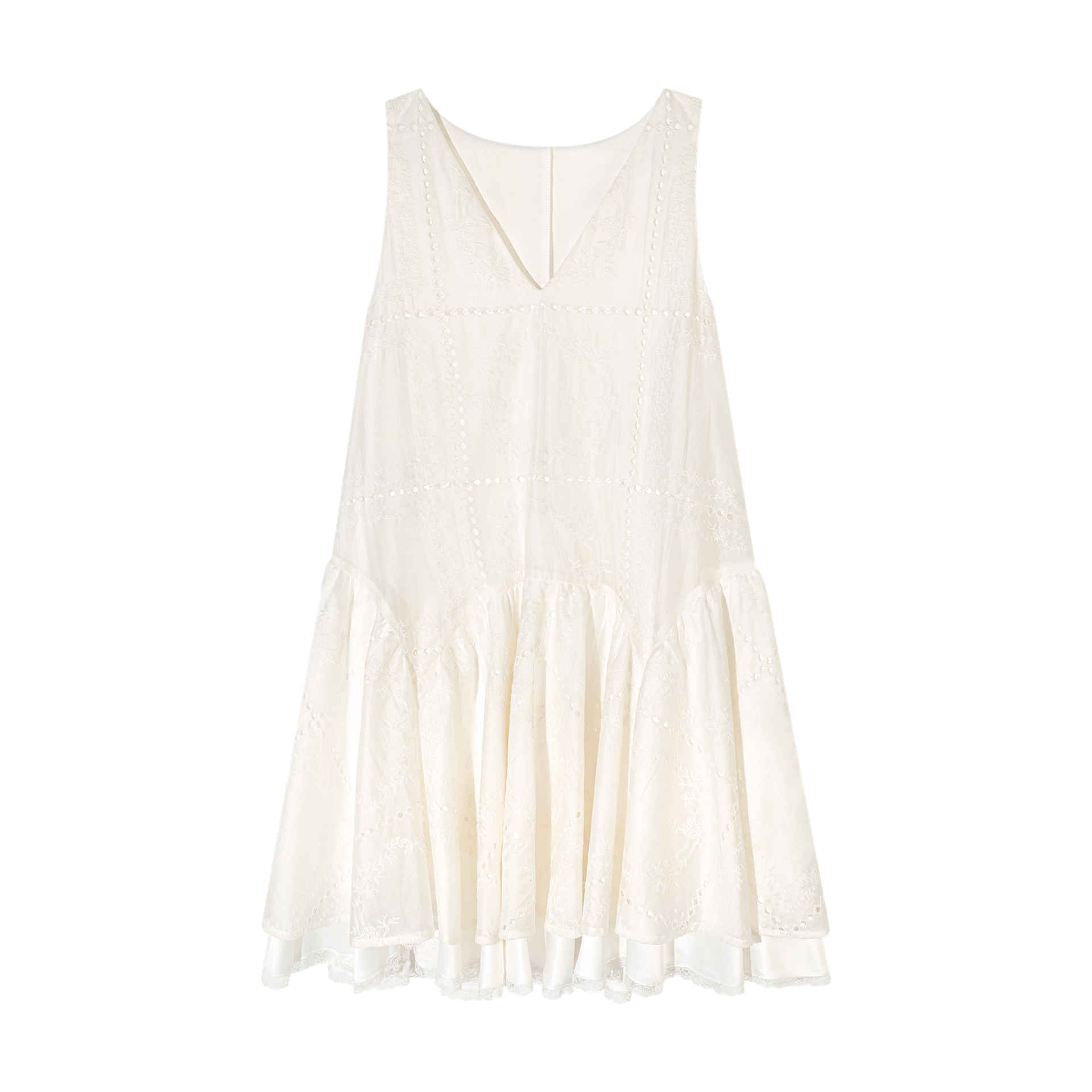 Soft White Embroidered Sleeveless Dress