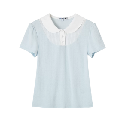 Faux Layered Collar T-Shirt