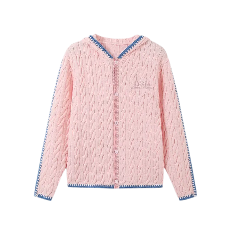 Arctic Velvet Cable-Knit Hooded Cardigan