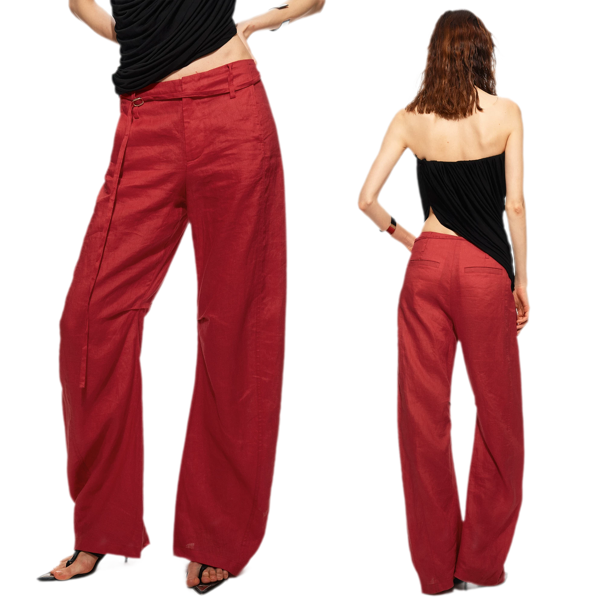 Linen Tencel Curved Pants