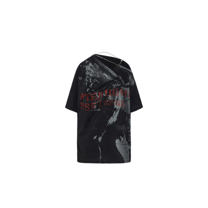Punk T-shirt with Distressed Print and Open Back