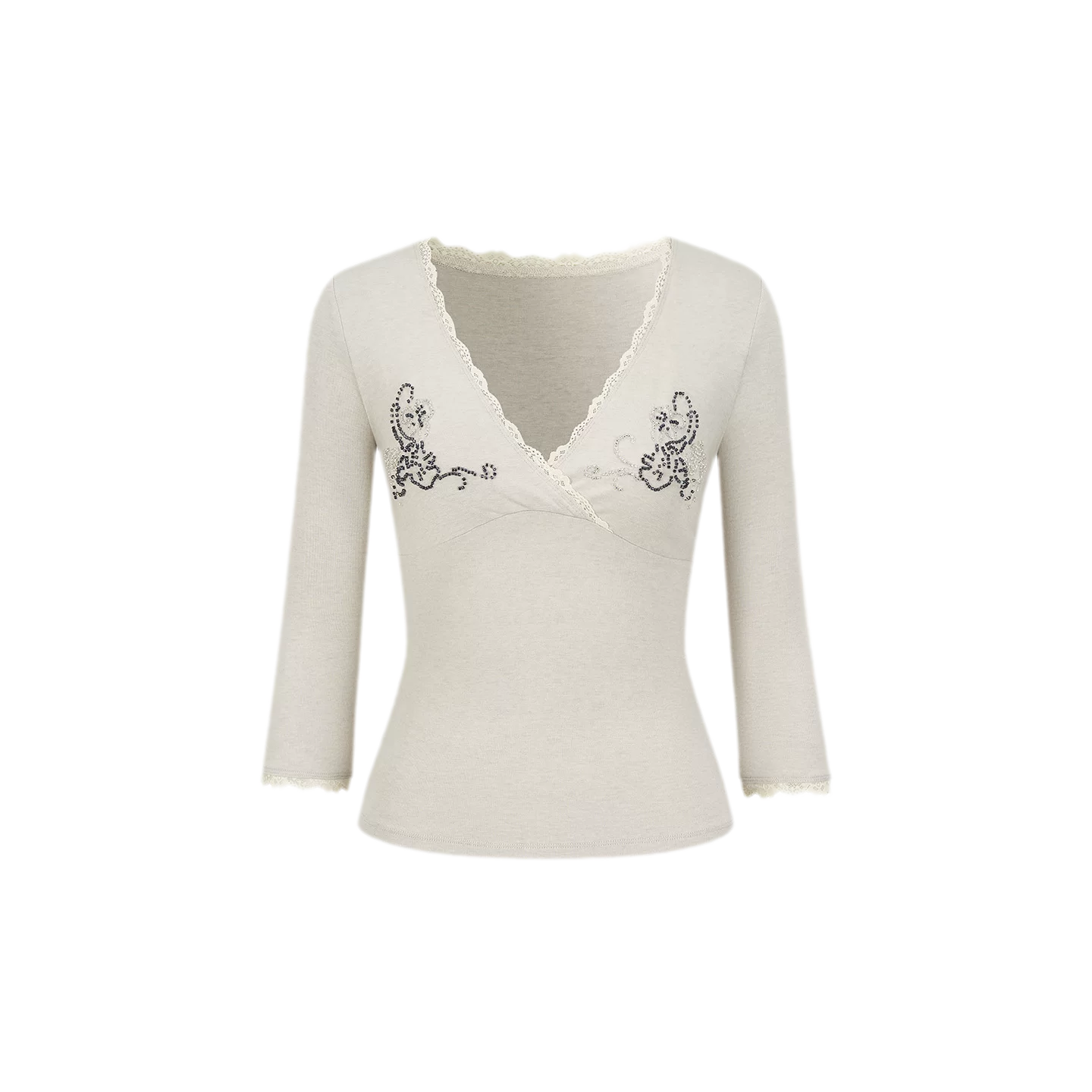 Embellished Lace Knit Top