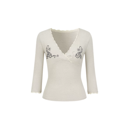 Embellished Lace Knit Top