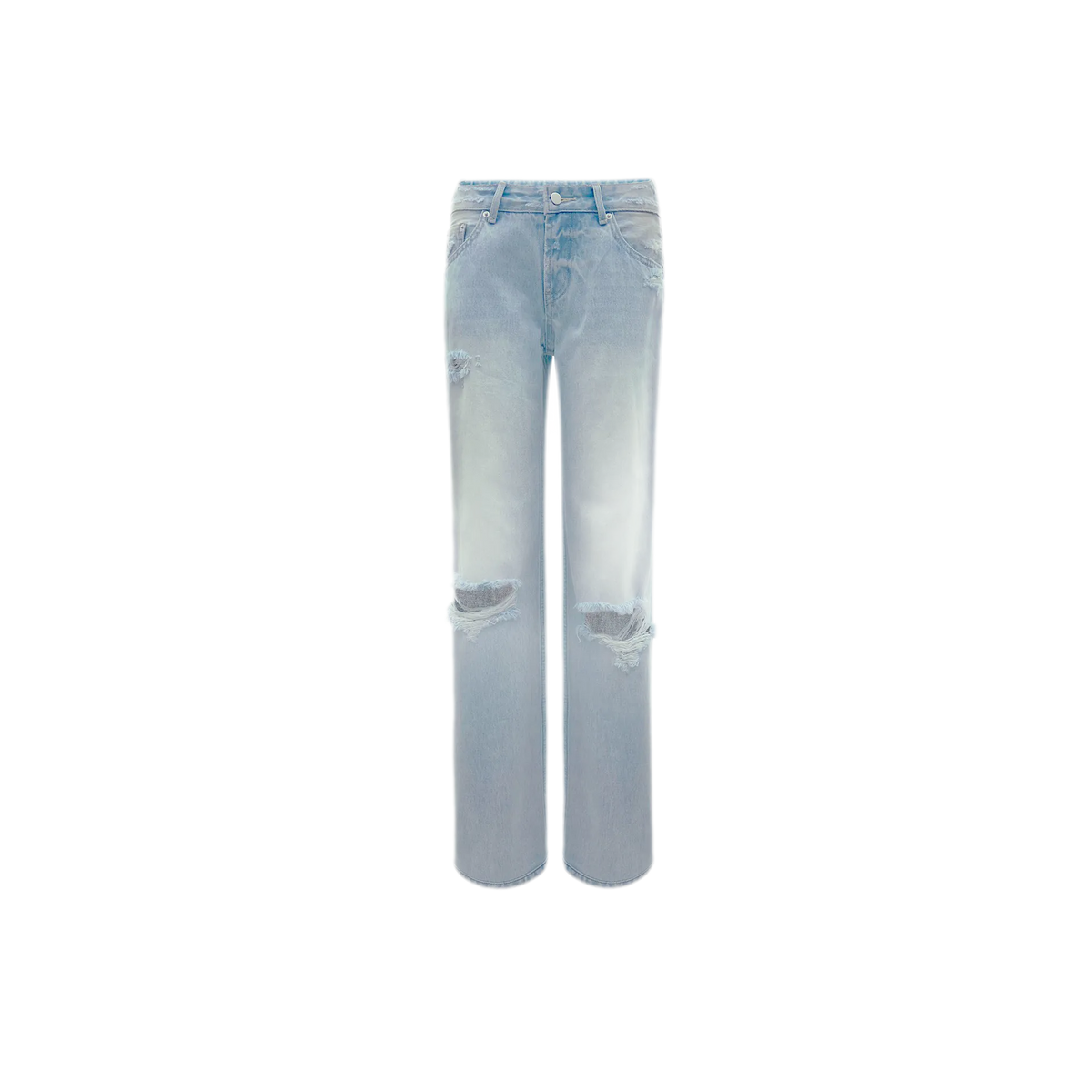 Washed Distressed Straight-Leg Jeans