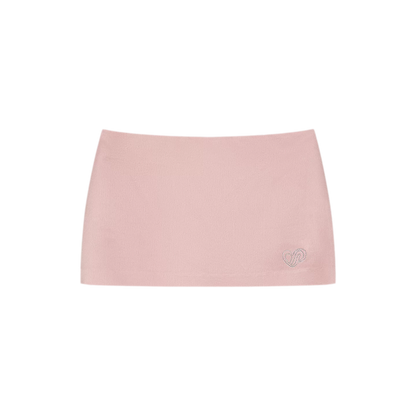 Luminous Focus Heart Rhinestone Acetate Satin Skirt
