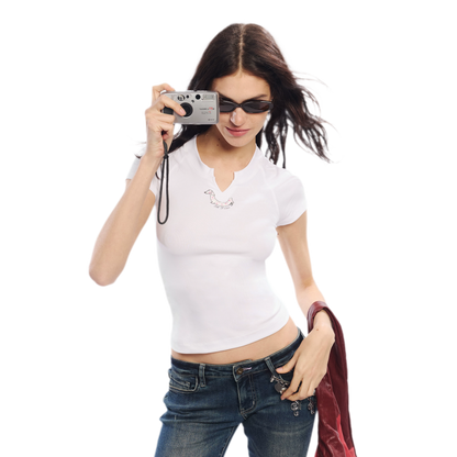 Summer V-neck Slim Fit T-shirt