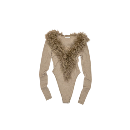 Body ajusté côtelé en peluche