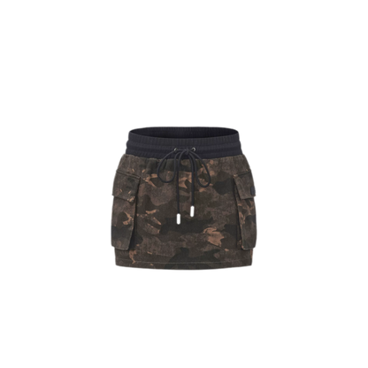Camouflage Cropped Jacket Skirt Set