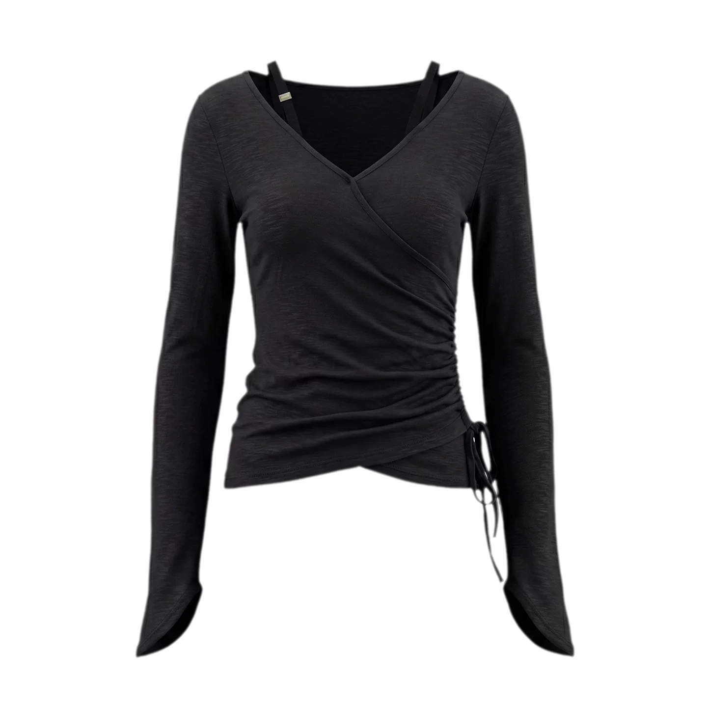 Textured Ruched Slim Long-Sleeve Top