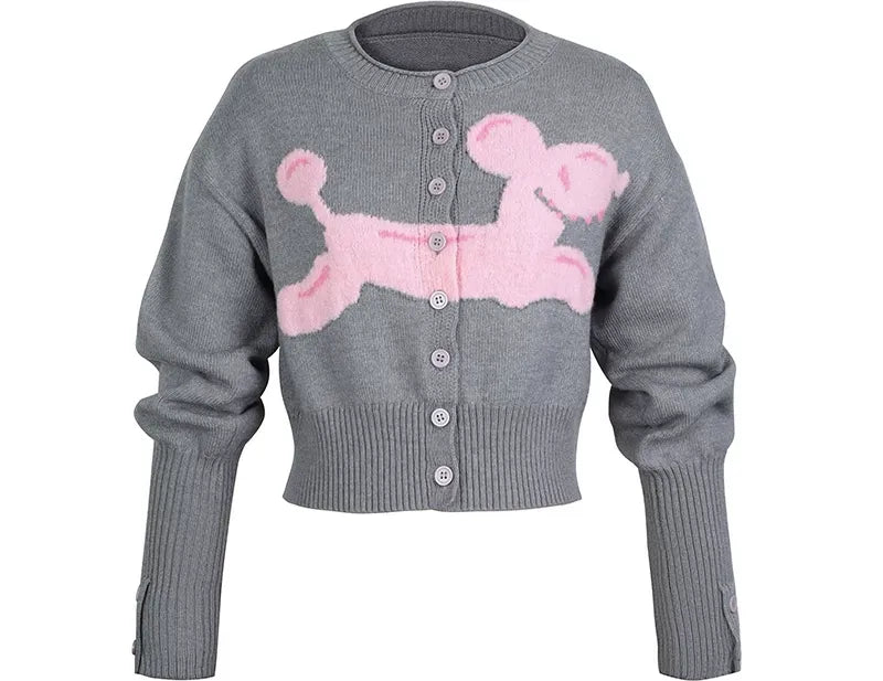 Poodle Motif Cardigan