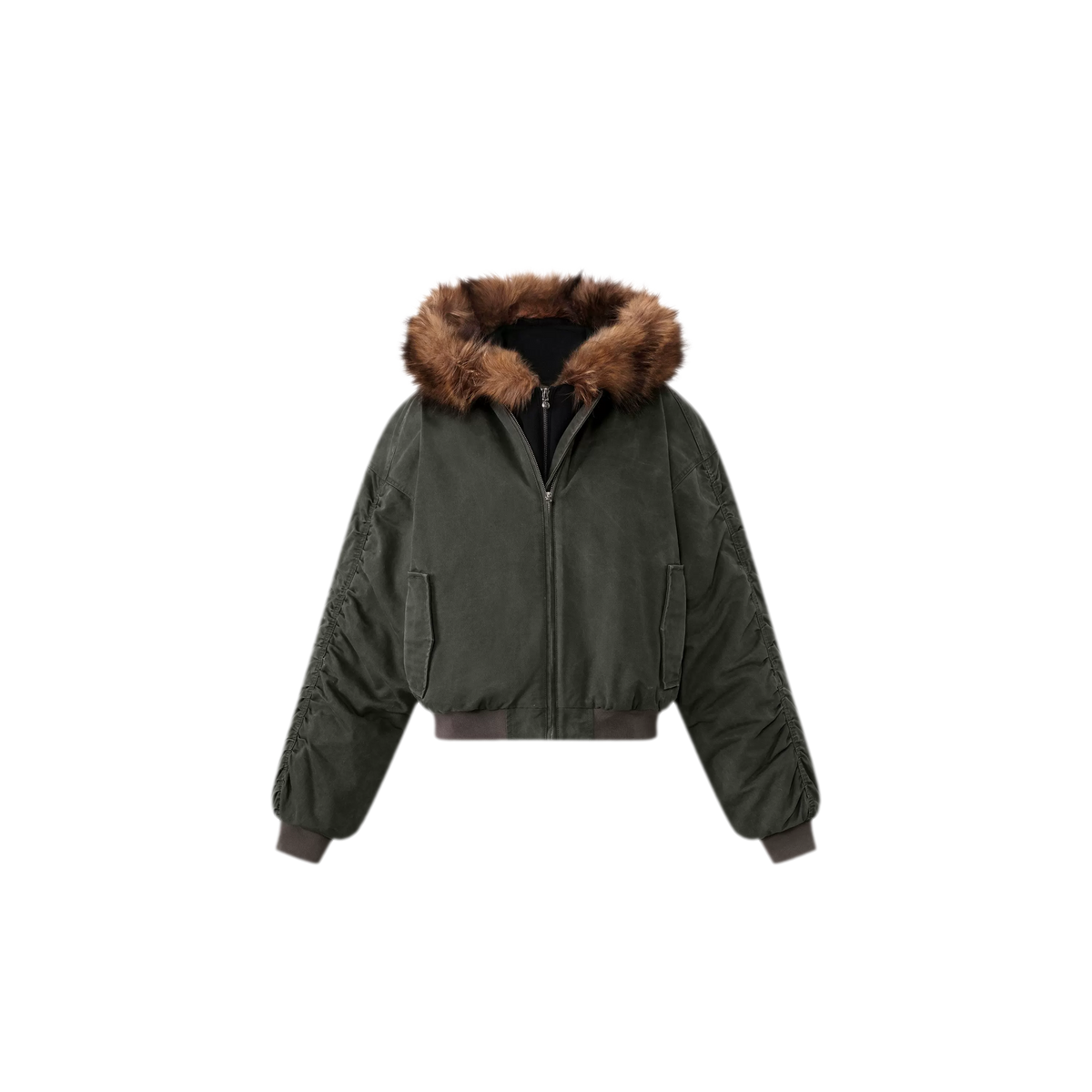 Washed Twill Hooded Flight Jacket