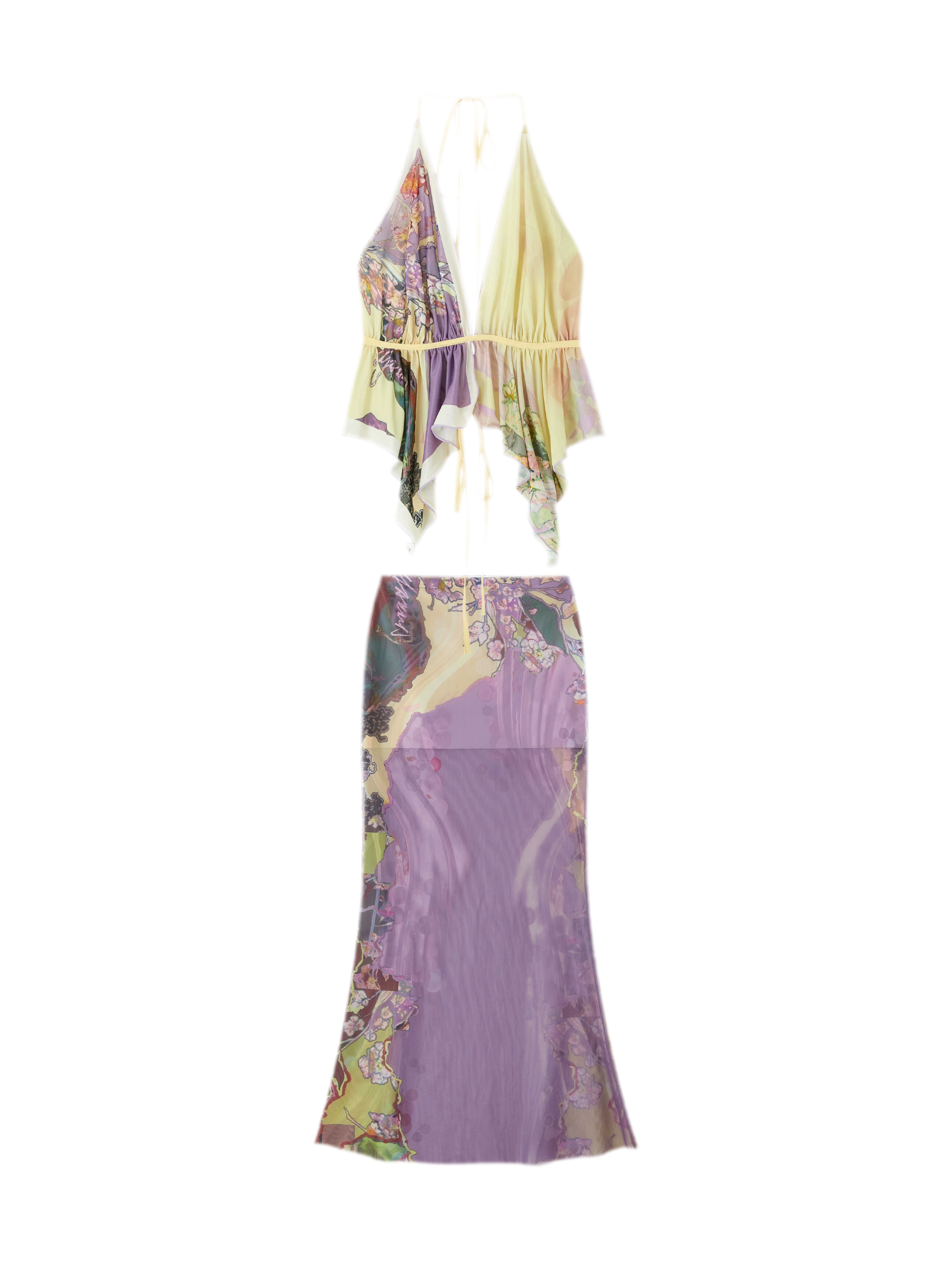 Island Climate Printed Mesh Camisole &amp; Skirt Set