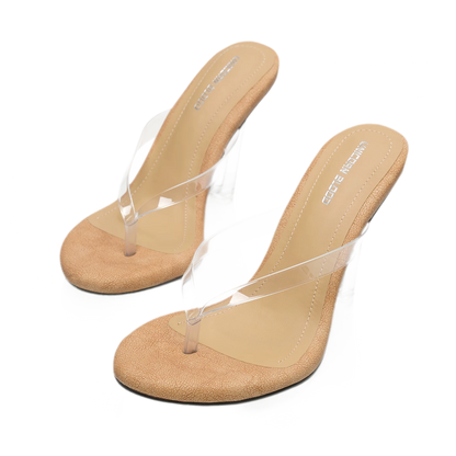 Crystal Thong Block-Heel Sandals