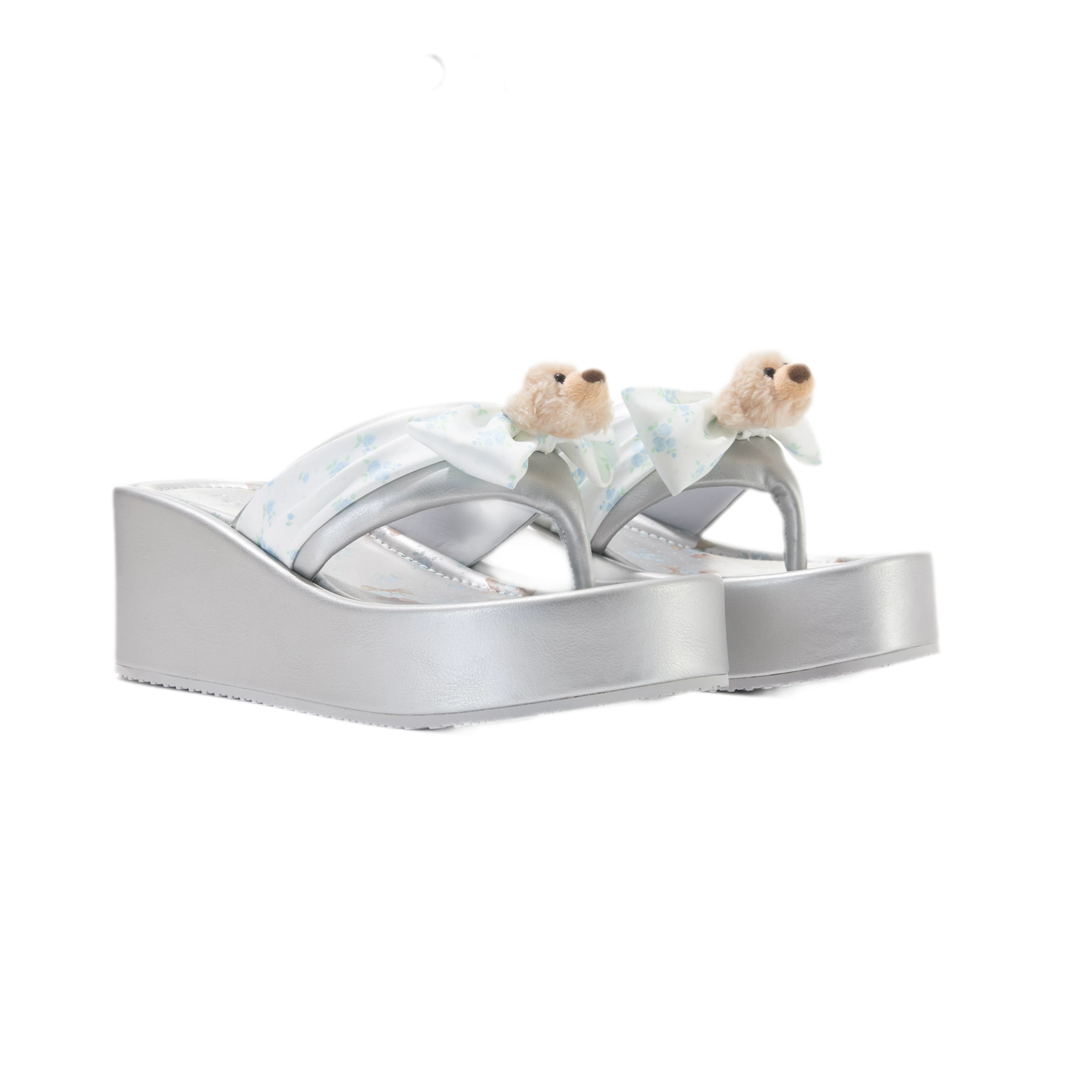 Floral Wedge Thong Sandals