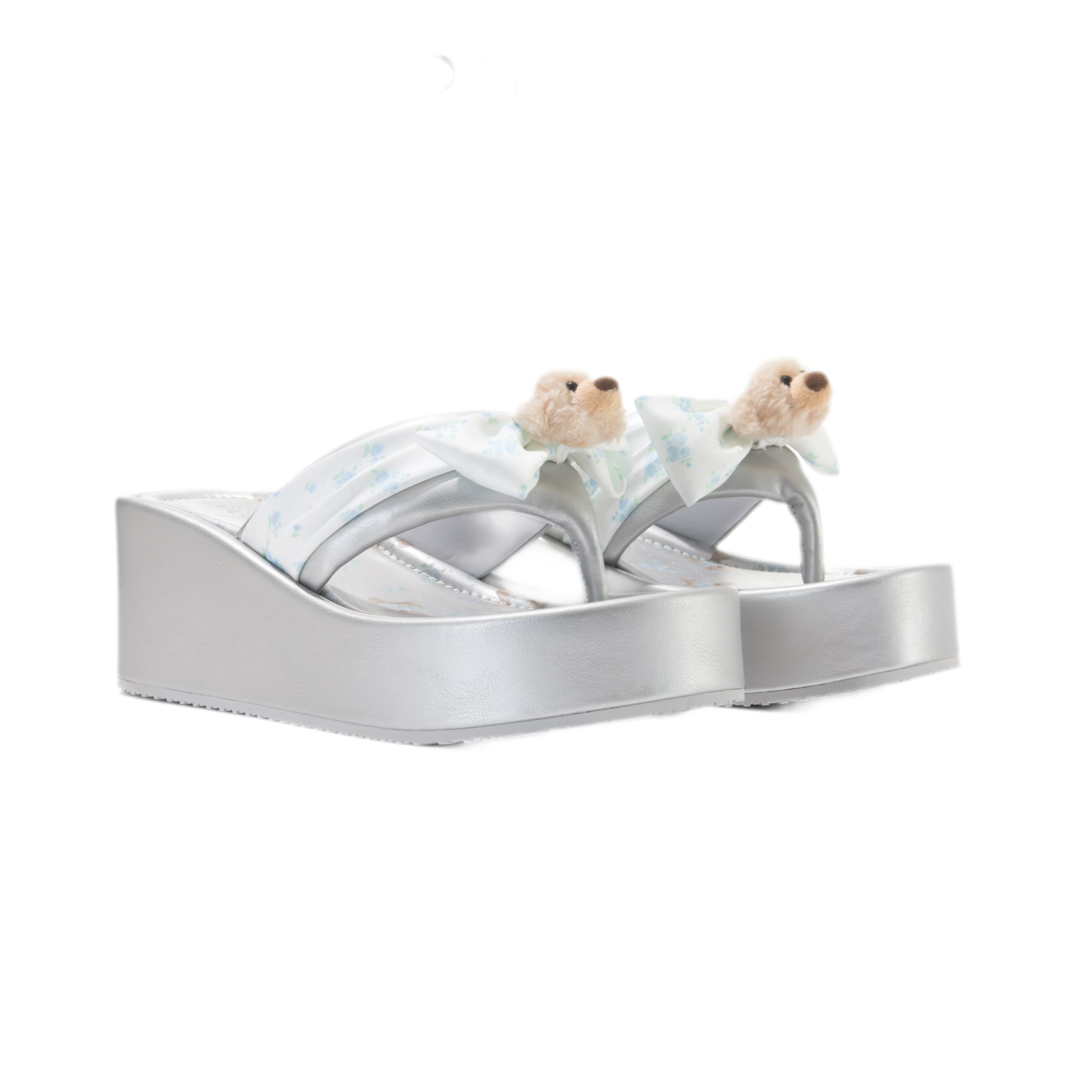Floral Wedge Thong Sandals