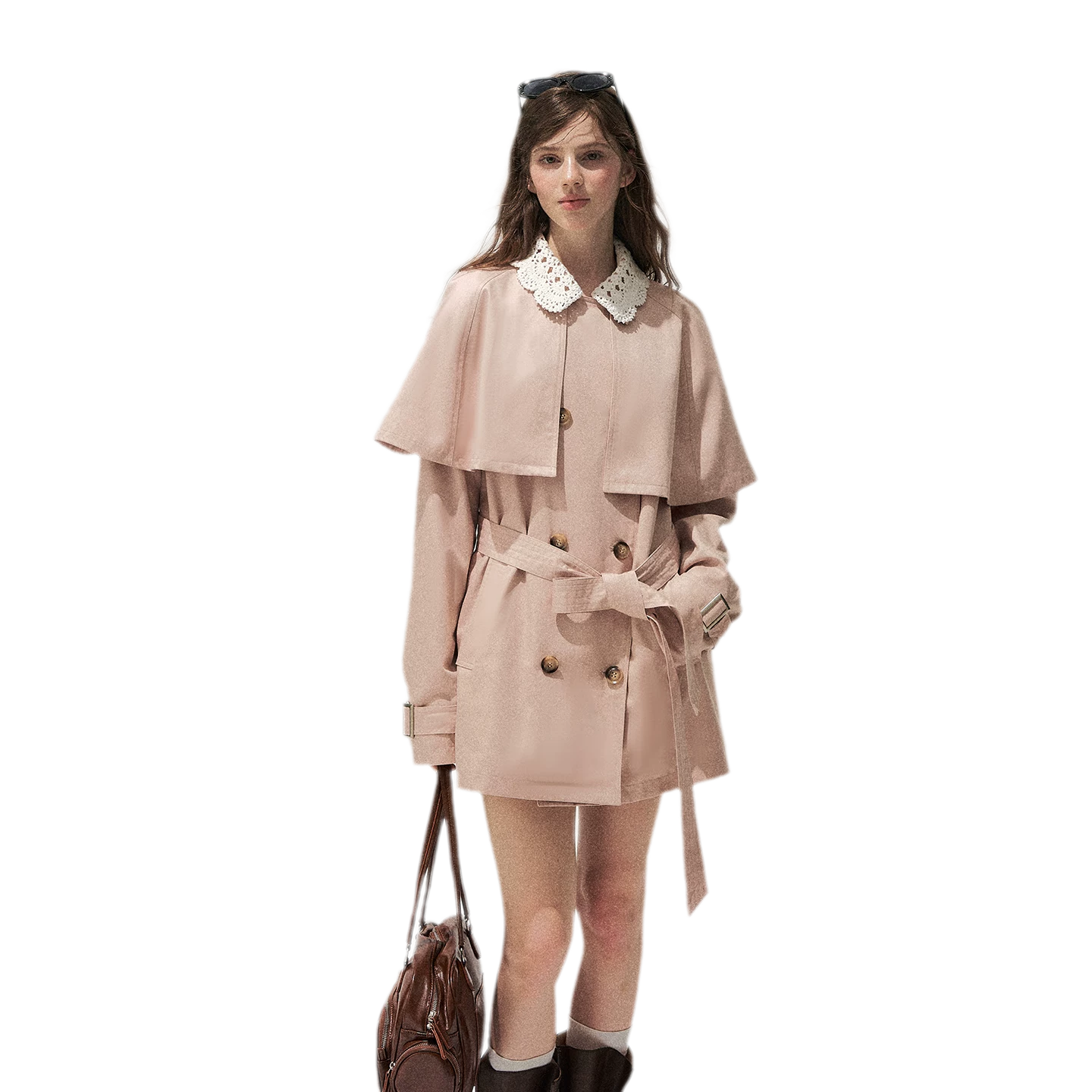 Crochet Cape Trench Coat
