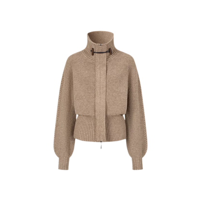 Waffle Knit Toggle Collar Cardigan