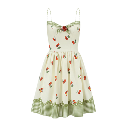 Cherry Print Fitted Dress