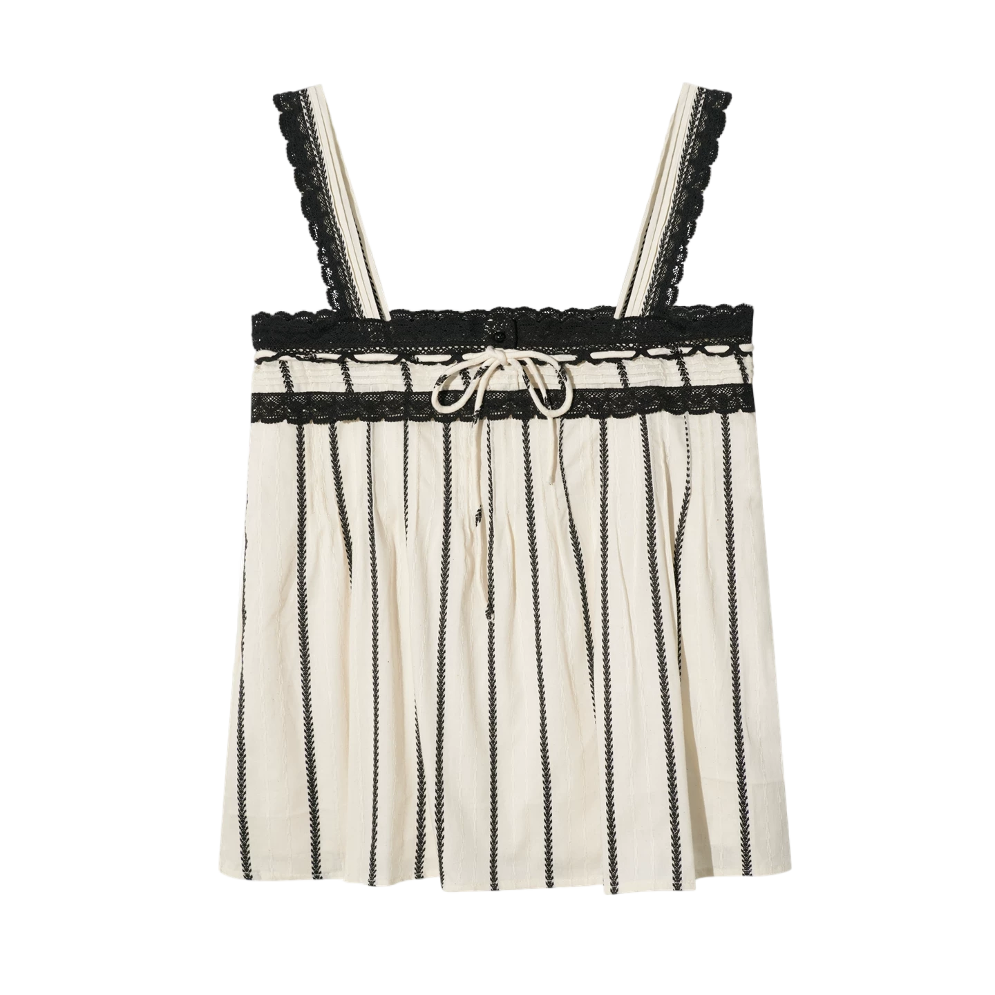 Striped Lace-Trim Tie-Front Camisole