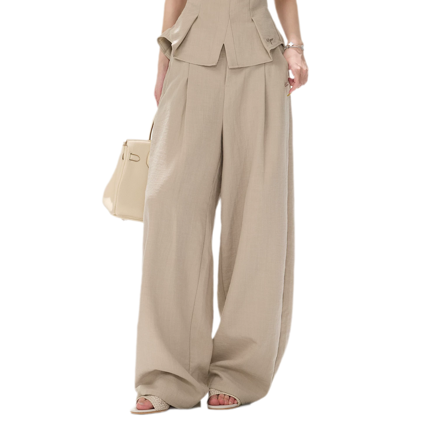 Pleated Ruffle Bustier Trouser Set