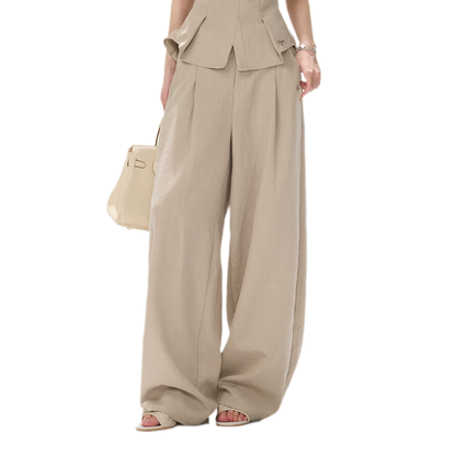 Pleated Ruffle Bustier Trouser Set
