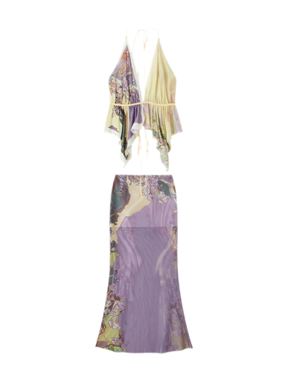Island Climate Printed Mesh Camisole &amp; Skirt Set