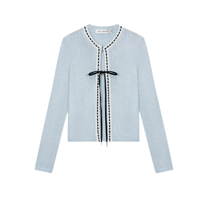 Fine Knit Contrast Trim Cardigan