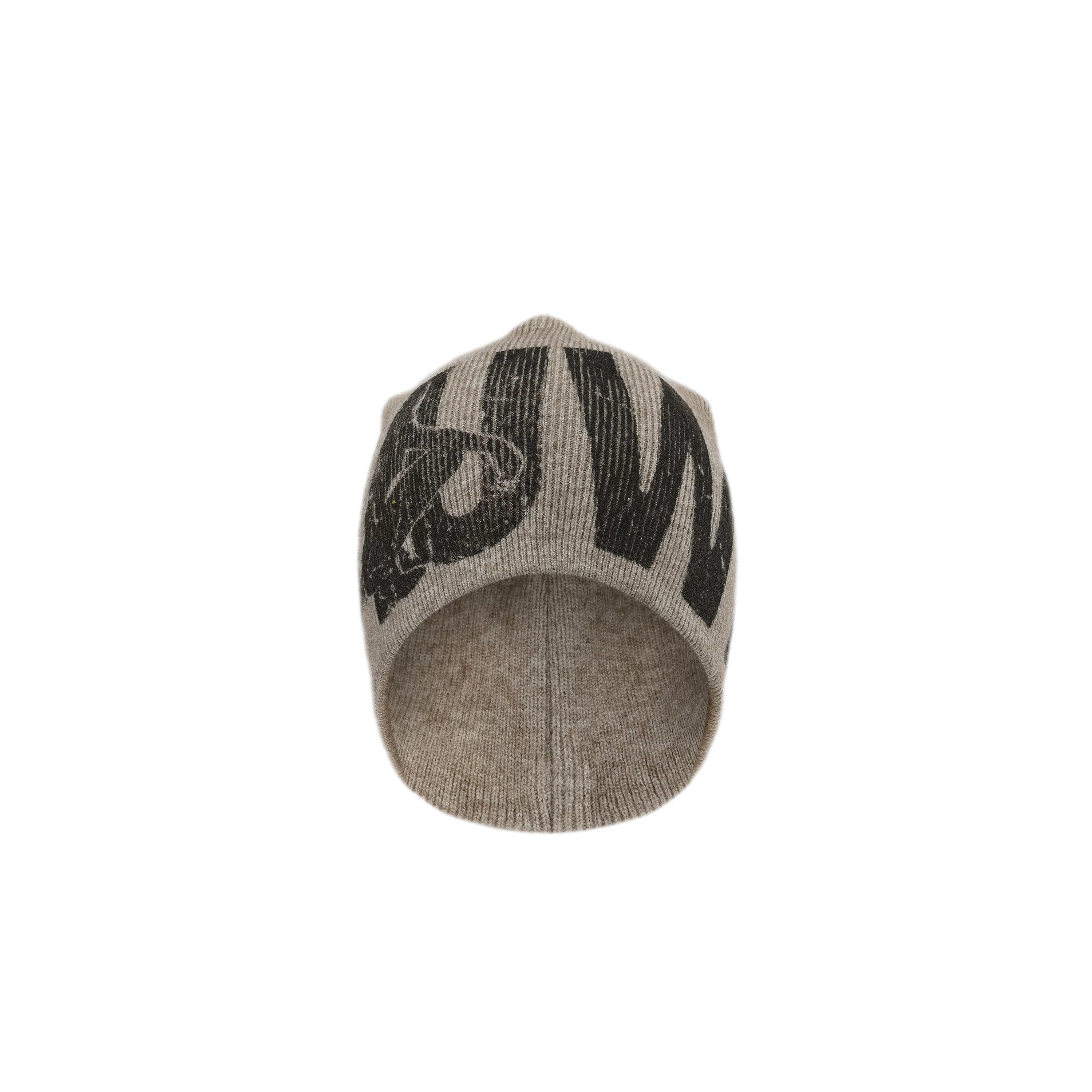 Graphic Print Rib Knit Beanie