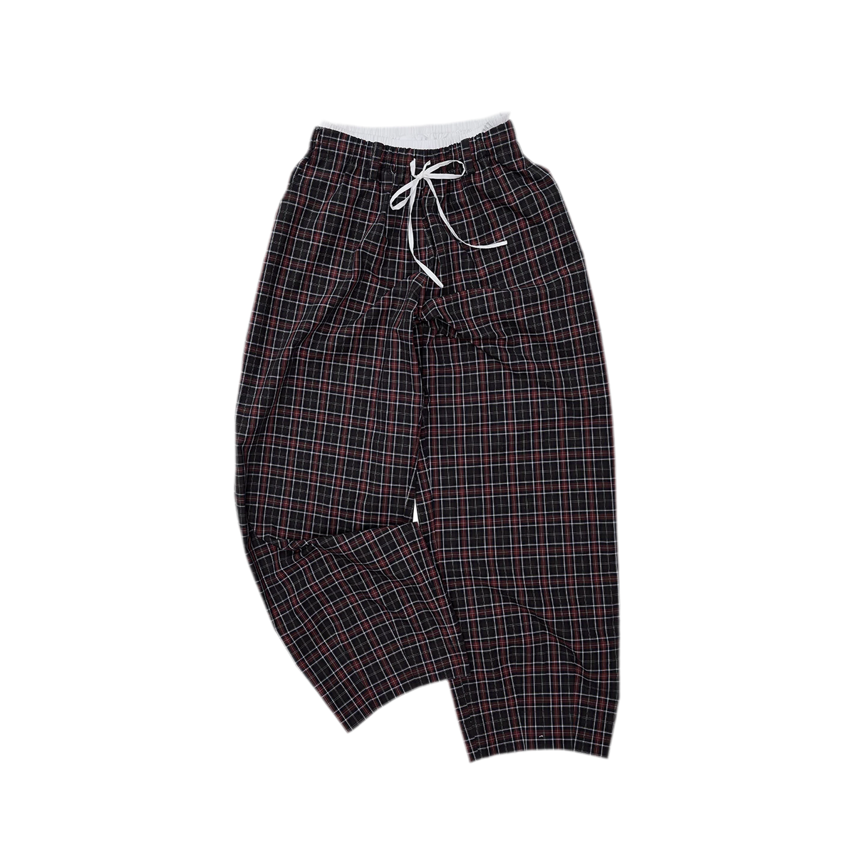Contrast Plaid Wide-Leg Pants