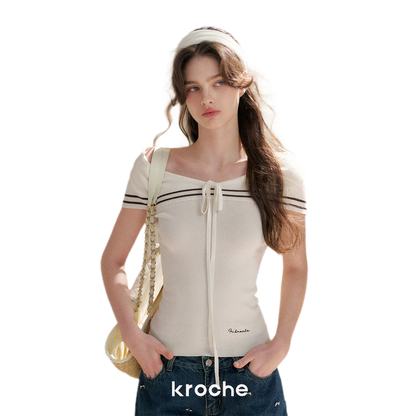 V-Neck Tie Knit Top
