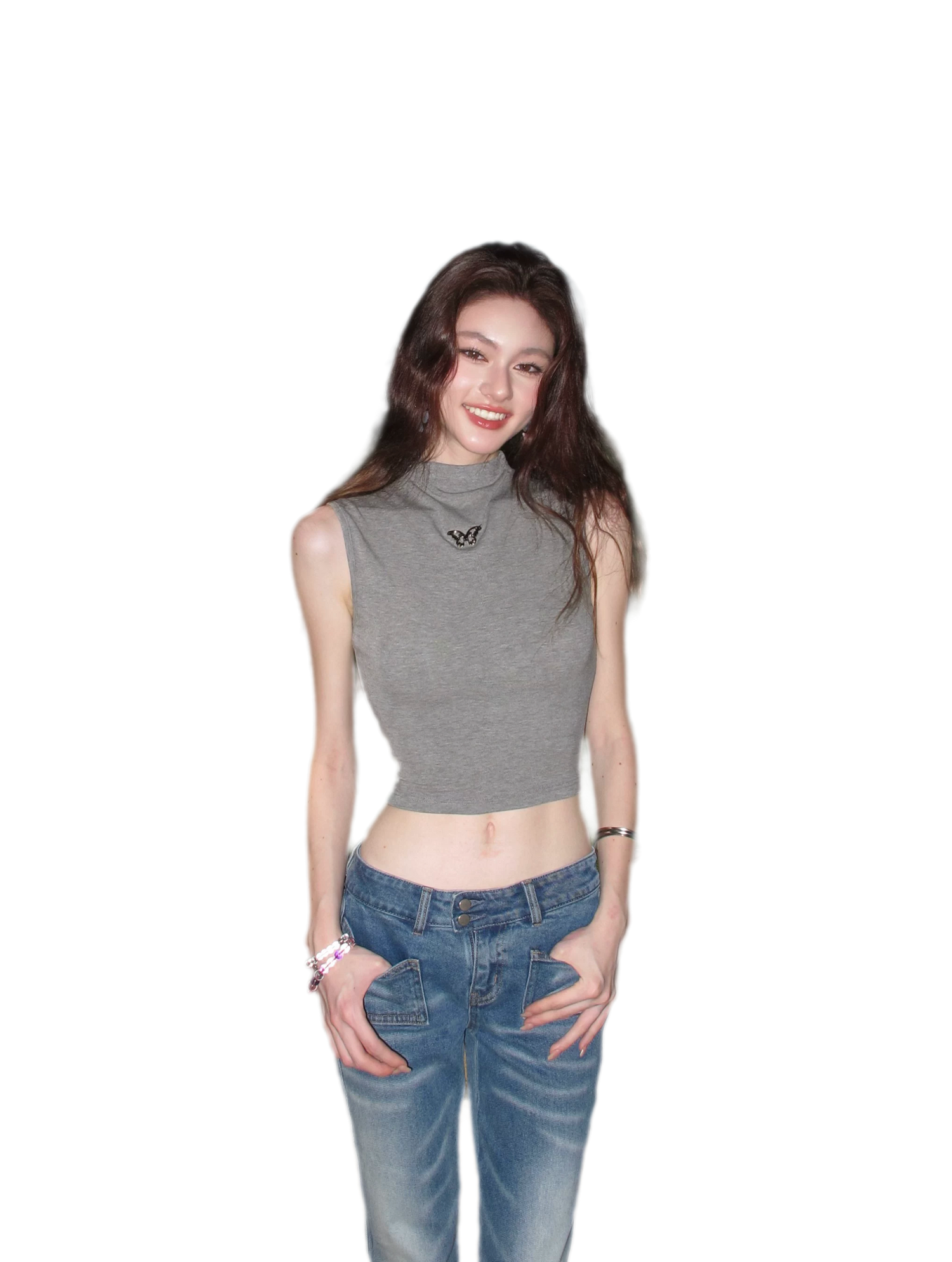 Sleeveless High Neck Tee