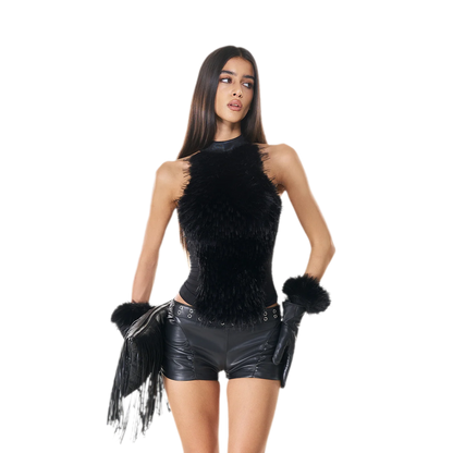 Gilet dos nu en fourrure dégradée