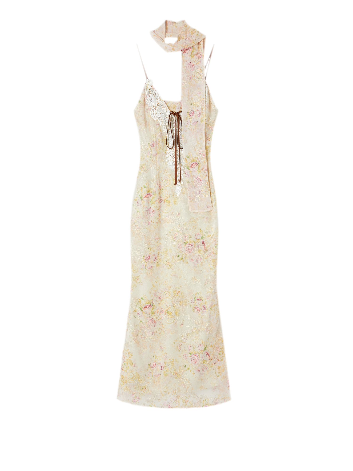 Iris Floral Lace Trim Vintage Dress