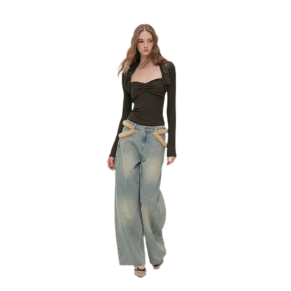 Ruched Lace Layered Top