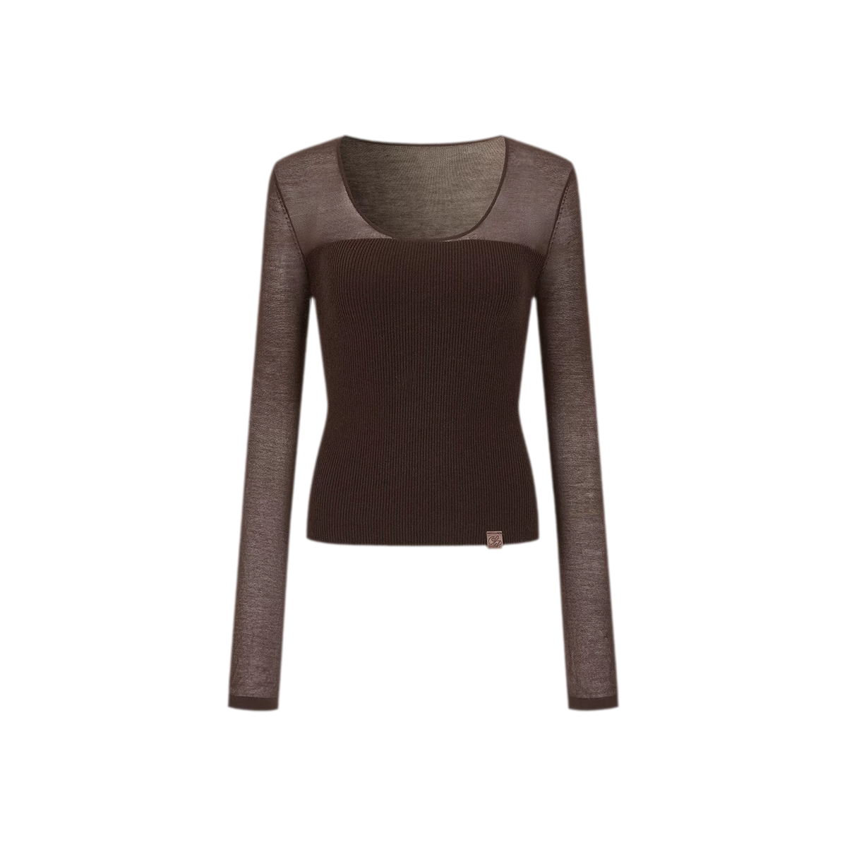 Top in maglia trasparente con scollo a V in Tencel