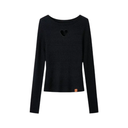Wool Heart Cutout Knit Tee