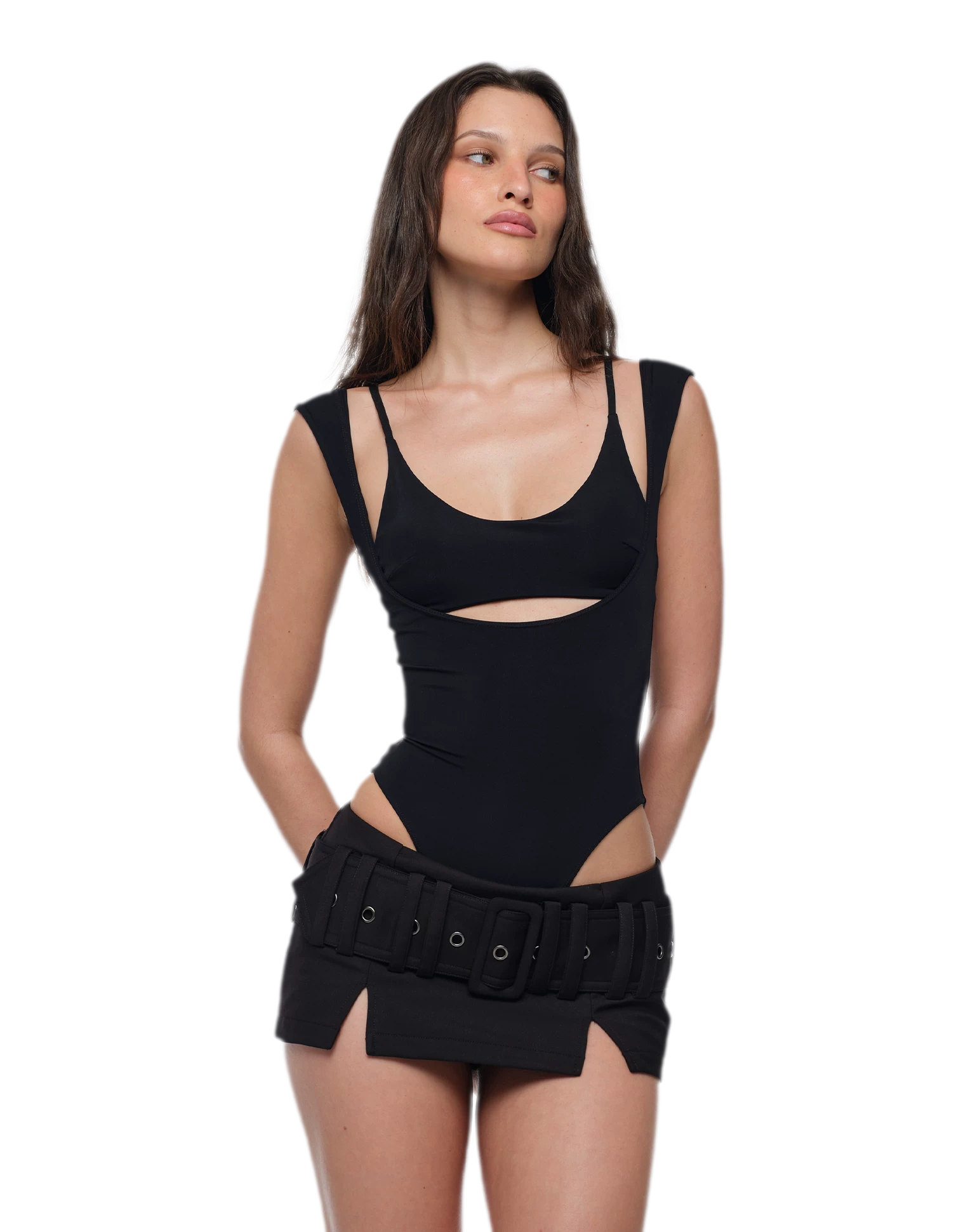 Cutout Slim Bodysuit Set