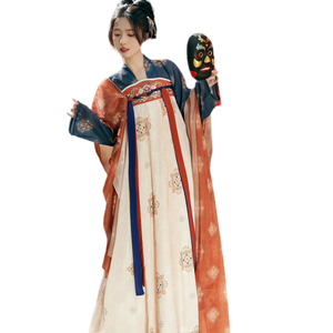 Blue Top + White Skirt + 2 Shawls  + 2 Shoulder Straps / S