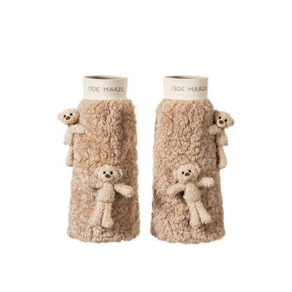 Plush Bear Appliqué Leg Warmers