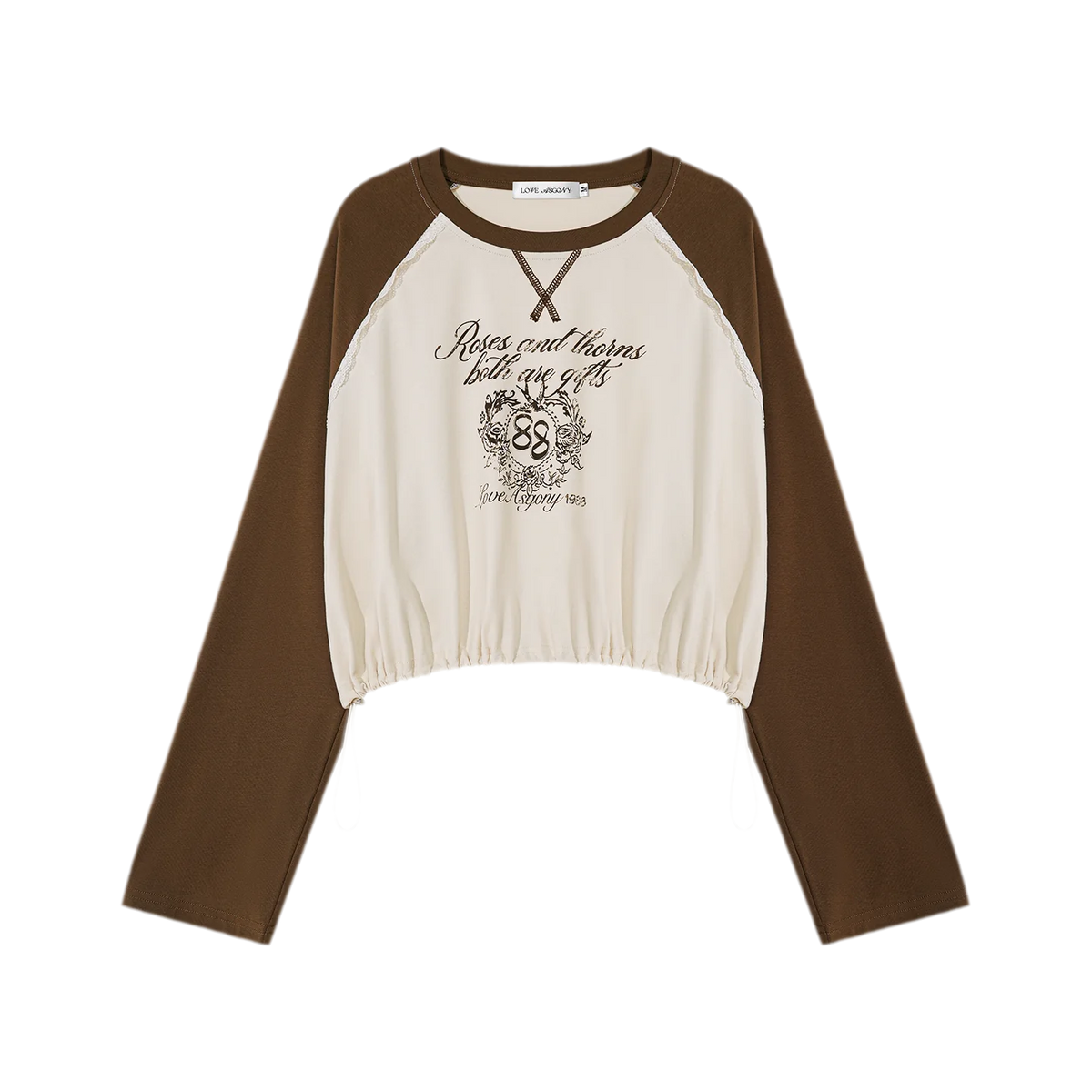 Cotton Raglan Cropped Long-Sleeve Top