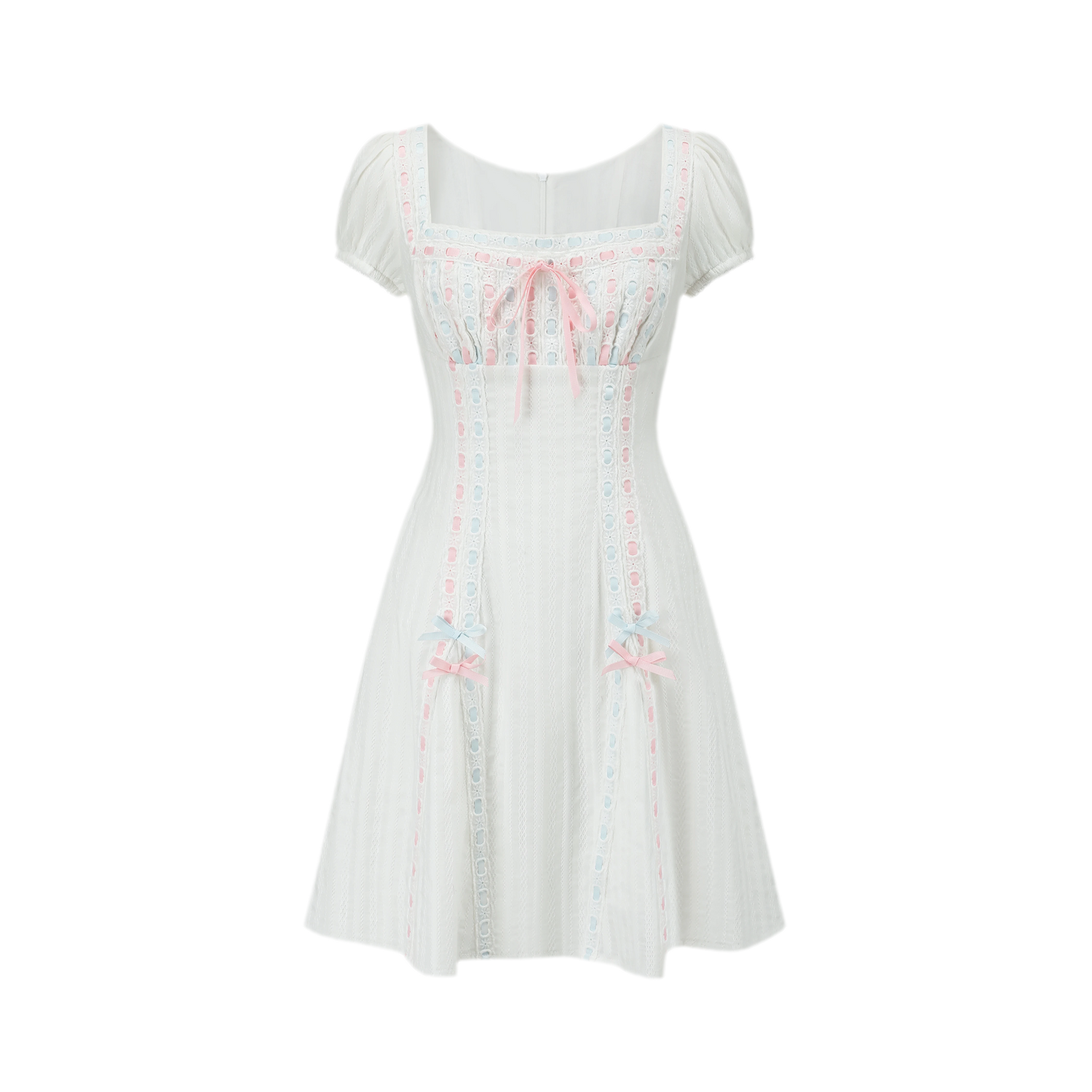 Jacquard Puff-Sleeve Corset Dress