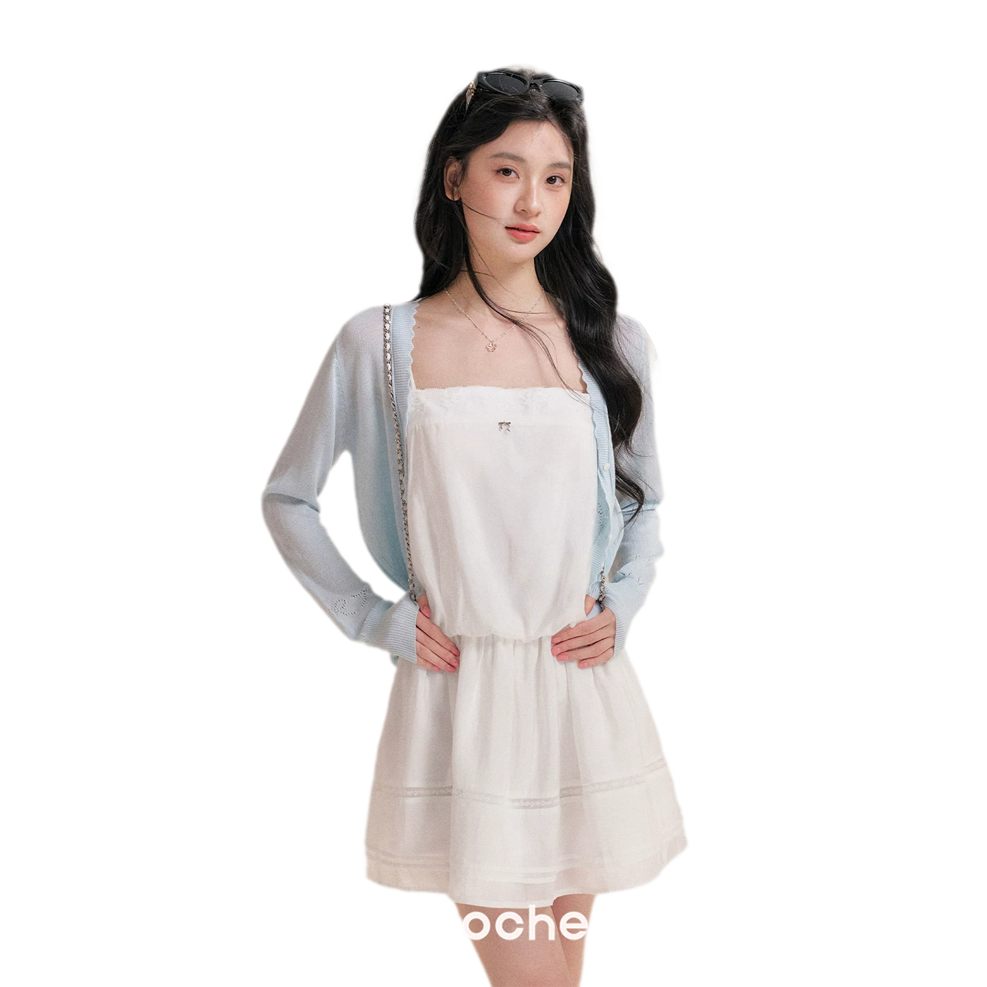 Soft Tencel Lace Dress &amp; Cardigan Set
