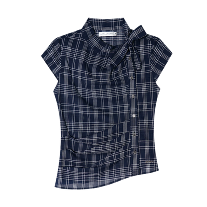Lyocell Plaid Tie Shirt